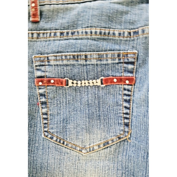 Gazoz Jeans‎ 16 Cropped Embellished Rhinestone Detail Blue Denim Size 16 - Picture 8 of 8